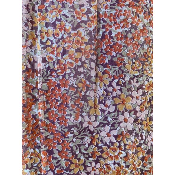 vintage 1970s rust chiffon maxi skirt high waist accordion pleat full boho 27 s - Picture 6 of 11